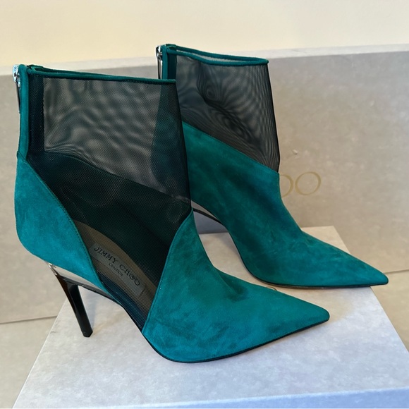 Jimmy choo Sioux 100 mesh-paneled leather ankle boots - Picture 2 of 12